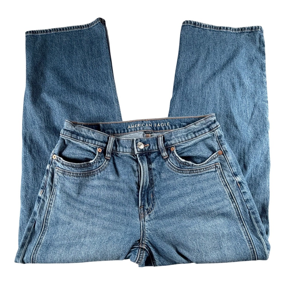 American Eagle High Waisted Stovepipe Jeans Womens 8 Regular Blue Stretch Denim